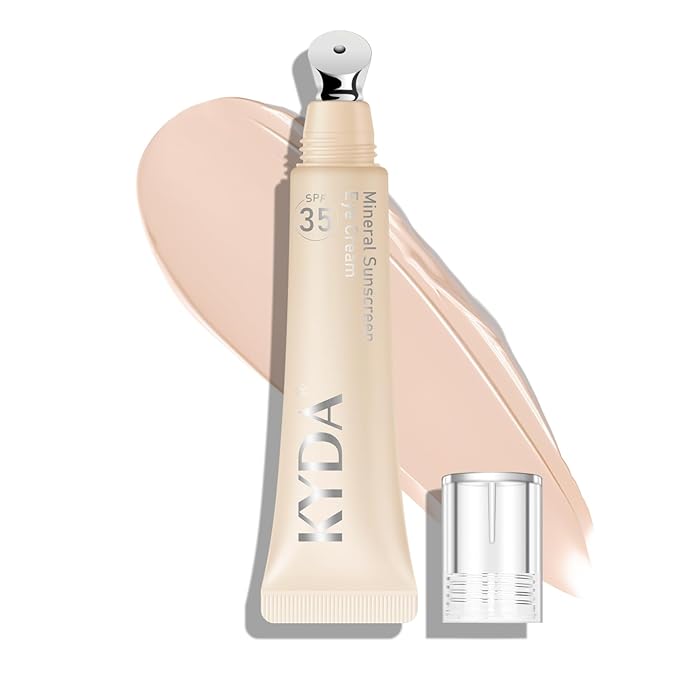 KYDA Mineral Sunscreen Eye Cream, 3-in-1 Anti-Aging Eye Cream, SPF 35, for Dark Circle and Fine Lines, Light