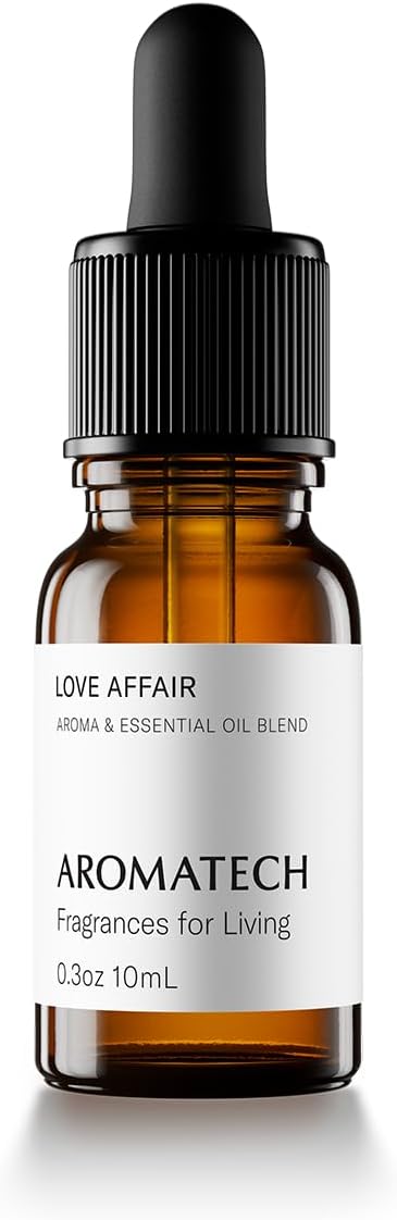 AromaTech Love Affair Aroma Essential Oil Blend: Luxury Hotel Inspired Aromatherapy with Jasmine, Saffron, Cedar & Amber for Ultrasonic Diffusers & Nebulizers - 0.3 fl oz, 10 mL