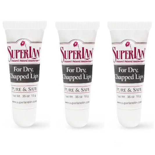 Lanolin Lip Balm 3 pack - Organic Lip Repair - Medical grade - Natural nipple cream - Moisturizer for dry cracked lips - Hydrating lip care - Ultra pure jojoba oil - Chapstick Men & Women (1.05 oz)