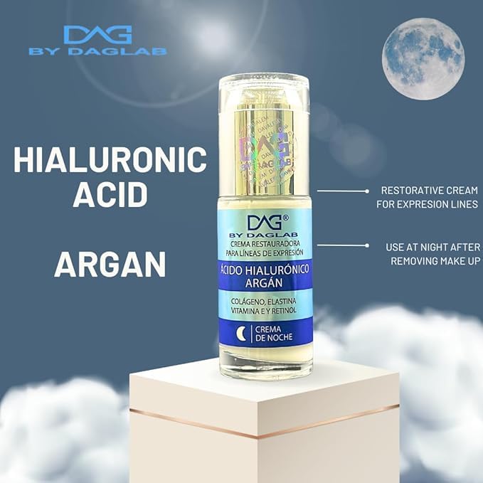 Night Cream (1.3 Fl Oz) - Restorative Cream for Expression Lines | Hyaluronic Acid, Argan, Collagen, Elastin, Vitamin E & Retinol | Cosmetic Use After Makeup Removal