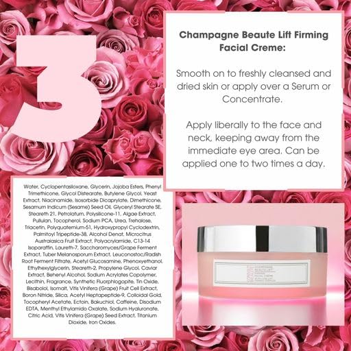 Consult Beaute - Champagne Beaute Lift - 3 Piece Firming Face, Neck & Eye Set - Lift, Firm and Rejuvenate Slack, Sagging Skin - Hydrating Moisture Cream and Serum - Niacinamide - Peptide Complex