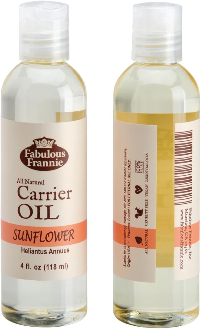 Fabulous Frannie Sunflower Carrier Oil Base Oil for Essential Oil or Massage 4oz (Pack of 1)