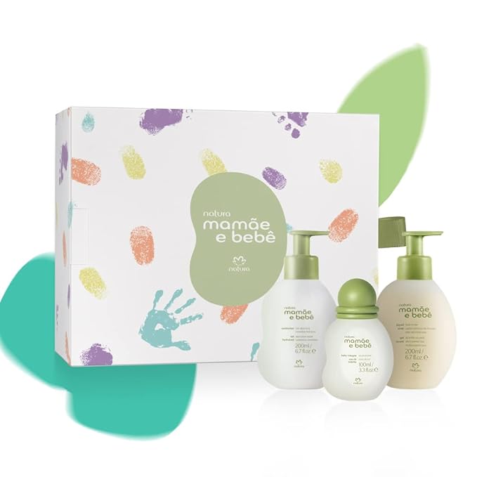 natura - Mamãe e Bebê Deluxe Gift Set - Baby Moisturizer, Cologne & Liquid Soap - 100% Vegan - Natural Origin - All Skin Types - Cruelty Free - Brazilian Beauty - Baby Essentials (3 Baby Products)