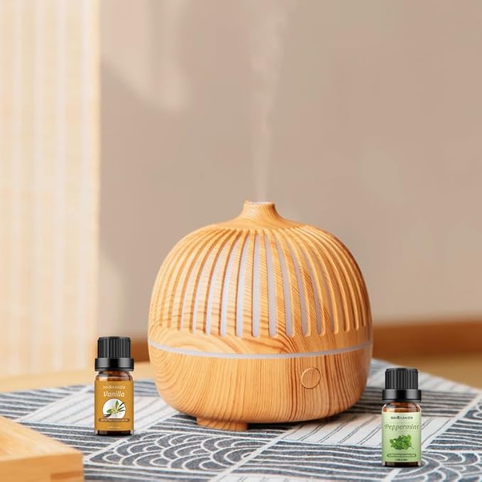 Sedbuwza Vanilla Peppermint Essential Oil Set, Vanilla Fragrance Oil Peppermint Scent Oil Set for Diffuser, Aromatherapy, Massage, Soap, Candle Making 2 x 10 ml