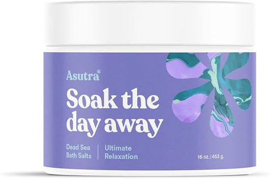 ASUTRA Dead Sea Bath Salts (Ultimate Relaxation), 16 oz - Soak in Rich & Vital Healing Minerals - Relax & Calm Your Mood with Lavender, Cedarwood, & Marjoram Essential Oils