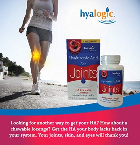 Hyalogic Hyaluronic Acid Chewables 60 Count - Great Tasting Berry Flavored (120mg per 2 Tablets) - Defy Aging Naturally - Sugar Free HA Supplement for Skincare & Eye Health