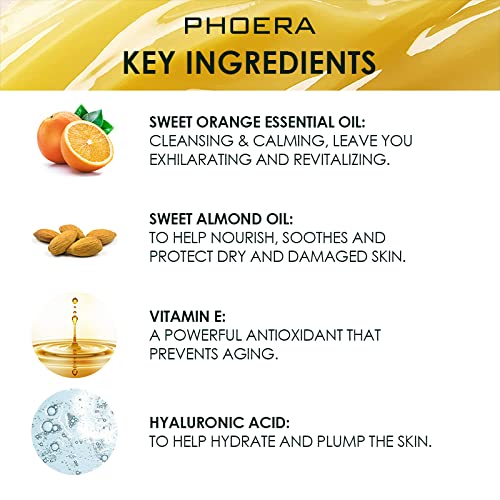 Phoera Makeup Remover Cleansing Balm with Sweet Orange Essential Oil Makeup Meltaway Cleansing Balm (45g Balm)