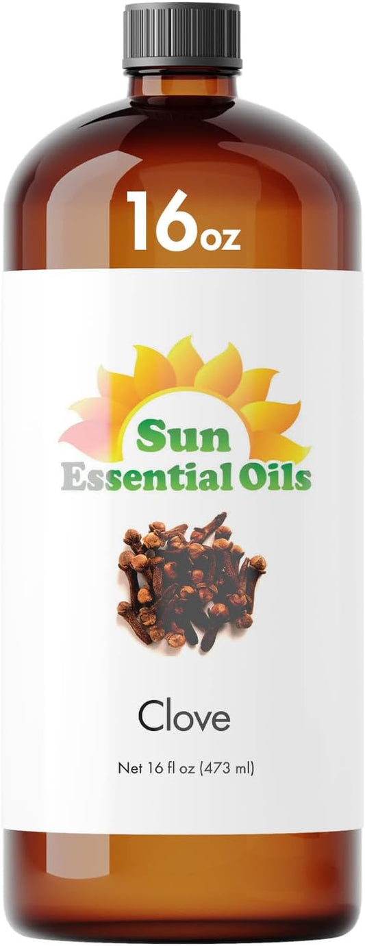 Sun Essential Oils - Clove Essential Oil 16oz for Aromatherapy, Diffuser, Relieves Stress, Pain - Clove Oil