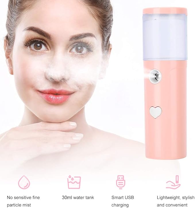 Nano Facial Steamer,20ml Nano Face Mister USB Rechargeable Handheld Portable Face Hydration Sprayer Hydrating Face Sprayer for Home Facial Warm Mist Humidifier Steamer ()
