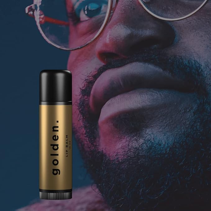 Golden Grooming Co. Lip Balm Set for Men - Soothing & Moisturizing Lip Balms for Dry, Cracked, Chapped Lips - Infused with Aloe Vera & Vitamin E - Vanilla Scent - Pack of 10