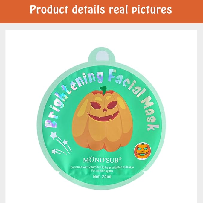 MOND'SUB Halloween Character Mask,Brightening facial mask,Hydrating, Calming, Enriched with Vitamin C,Brighten dull skin 8 packs