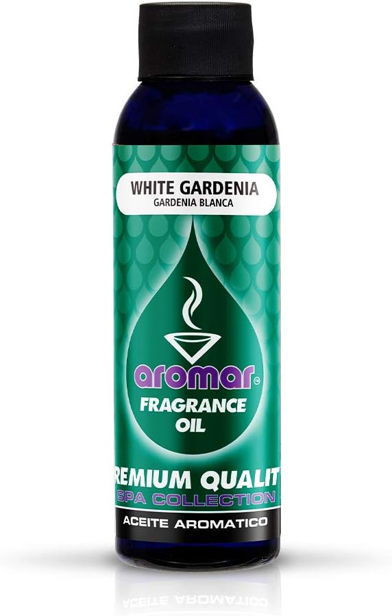 AROMAR Premium Fragrance Oil, White Gardenia 4oz. Bottle. Long Lasting Aromatic Scent, Fresh and Revitalizing Aromatherapy for Living Room, Bedroom, and Kitchen