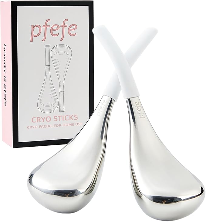 Ice Globes Facial Skin Care Tools for Women Face Eyes, Stainless Steel Face Beauty Cryo Sticks for Girls Ladies, Esthetician Supplies Cooling Spa Globes Cold Roller with Storage Case