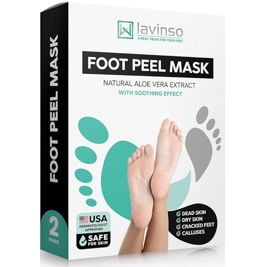 Lavinso Foot Peel Mask for Dry Cracked Feet – 2 Pack Peeling Mask Removes Dead Skin and Calluses - Exfoliating for Soft Baby Feet, Original Scent