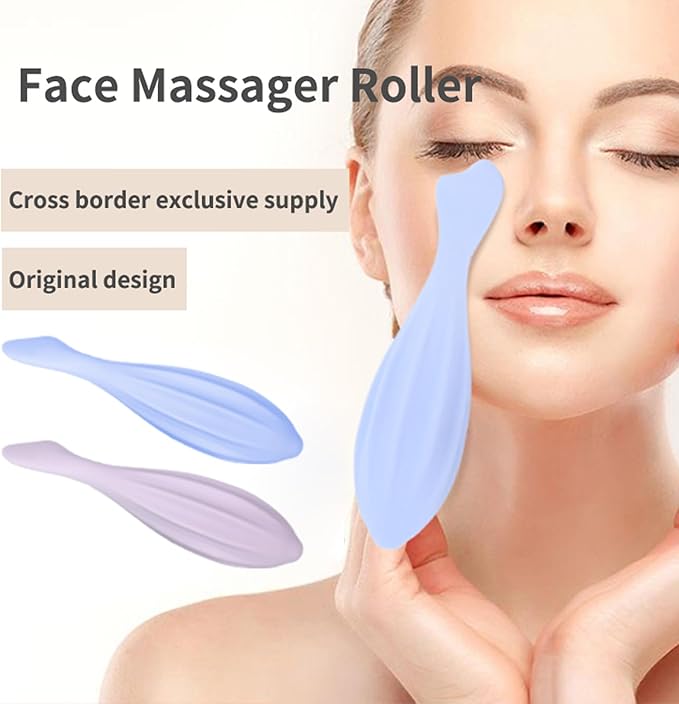 Face Beauty Roller - Skin Care Massager for Face, Eye, Neck, Body - Relaxing Fine Line Relief - Green Silicone