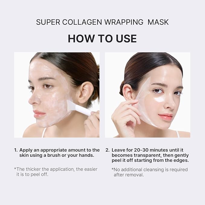 AROCELL Super Collagen Wrapping Facial Mask – Peel Off Face Mask Pack for Firmness and Elasticity Hydrating Exfoliating Skin Care