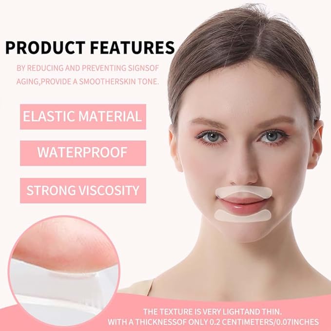 Anti Wrinkle Patches for Lip,Reusable Hydrogel Mouth Tape,Hypoallergenic Silicone Gel Sleep Face Tape,Smooth Fine Lines,Anti-Aging Facial Beauty(lip-5 Pairs)