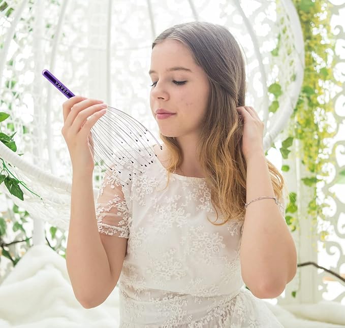 USAGA 36 Fingers Head Massager Scalp Massager Head Scratcher for Scalp Body Relaxing (Purple)