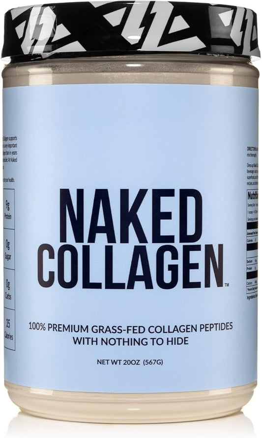 NAKED Collagen Peptides Protein Powder, 60 Servings, Pasture-Raised, Unflavored Grass-Fed Hydrolyzed Collagen Supplement, Paleo Friendly, Non-GMO, Keto, Gluten Free, 20oz