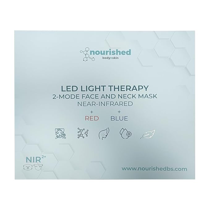 LED Face and Neck Mask with Near-Infrared - Blue, Red Light Therapy for Face - 228 LEDs - Skincare Tool for Wrinkles, Anti-Aging