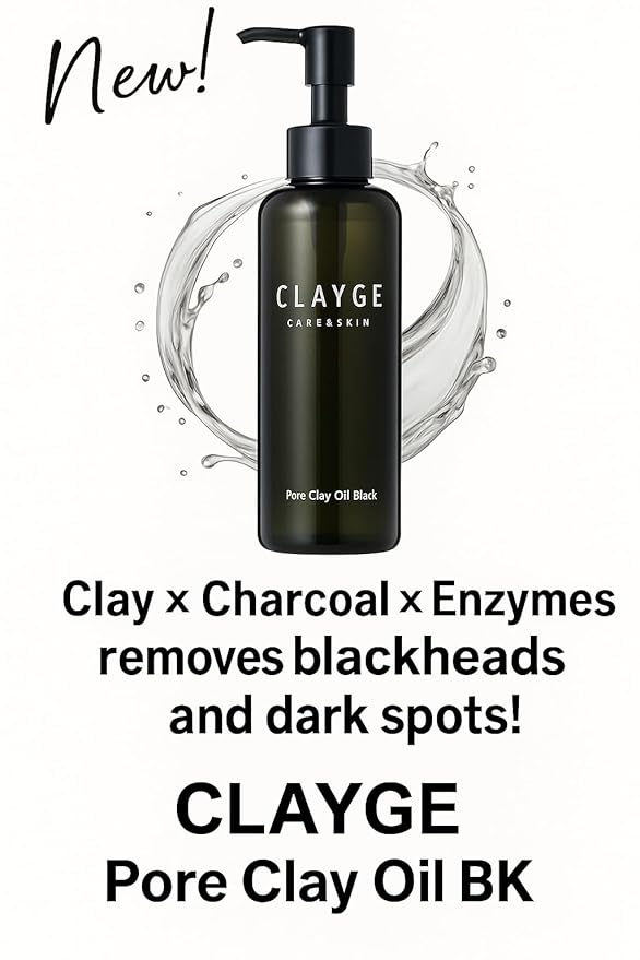 Face Cleansing Oil, All in One Facial Deep Cleanser & Makeup Removal with Clay & Charcoal for All Skin Types, 6.4 fl oz / 190ml, Made in Japan