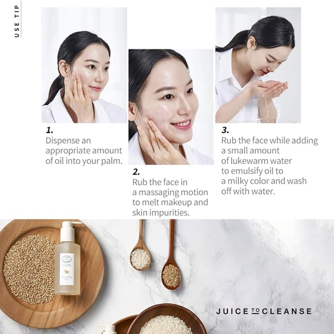 Grain Water Cleansing Oil 200ml (6.76 fl.oz.) - Zero Makeup Residue Deep Pore Cleansing Oil, Melting Dead Skin Cells, Moisturizing & Purifying, Vegan, Paraben Free