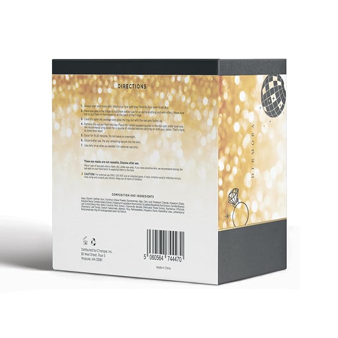 DERMORA Wedding-Themed Eye Mask (20 Pairs), Golden Under Eye Patches - Rejuvenating Treatment for Dark Circles, Puffy Eyes, Refreshing, Revitalizing, Travel, Wrinkles