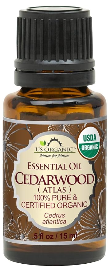 US Organic 100% Pure Cedarwood Essential Oil (Atlas) - USDA Certified Organic, Steam Distilled (More Size Variations Available) (15 ml / .5 fl oz)