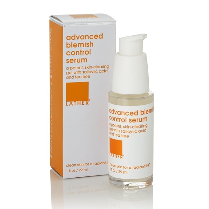 LATHER AHA + BHA Exfoliating Serum - Face Serum With Salicylic Acid & Lactic for Whole Face or Spot Treatment - Gentle on Oily & Acne Prone Skin - Oil Free - 1 Fl Oz