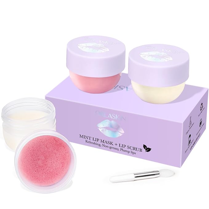 Lip Mask & Lip Scrubber Exfoliator Lip Sleeping Mask Overnight for Dark Lips to Lighten Moisturizer Lip Butter Balm for Dry Chapped Cracked Peel Lips Skin Care(Mint Flavor)
