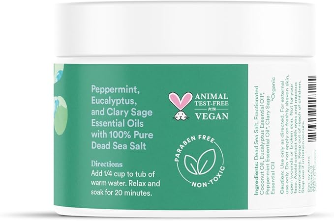 ASUTRA Dead Sea Bath Salts (Muscle & Joint), 16 oz - Soak in Rich & Vital Healing Minerals - Soften & Ease Sore Muscles with Eucalyptus, Peppermint, & Clary Sage Essential Oils