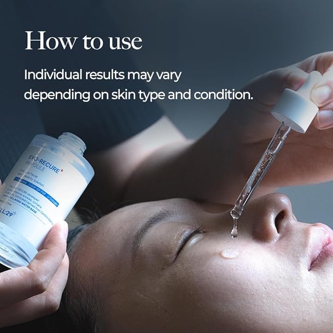 Exo-Recure Ampoule Exosome 10,000 PPM Collagen Water Fast Absorption Deep Hydration Rejuvenation Anti-Aging Glass Skin Pore Minimizer Skin Barrier KOREAN SKINCARE 50ml 1.71 Fl.Oz