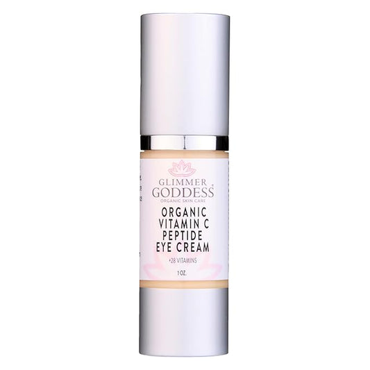 Glimmer Goddess Organic Peptide Eye Serum with Vitamin C – Hydrating & Revitalizing, 1 oz