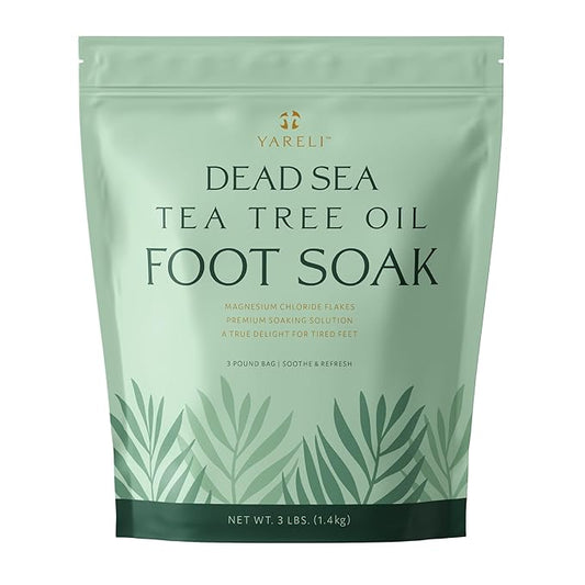 Tea Tree Oil Foot Soak, Dead Sea Magnesium Bath Salt Flakes with Essential Oils, 3lb