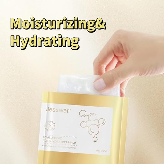 jesswar Sheet Masks Hyaluronic Acid Hydrating Mask 10 Sheets Centella Repairing Masks Deep Hydration and Moisturizing