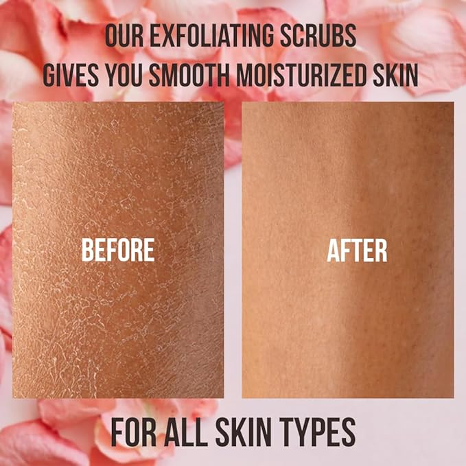 Organic Rose & Sea Buckthorn FACE & BODY SCRUB, Natural & Pure Exfoliating Scrub for Soft & Smooth Skin, Infused With Essential Oils, Moisturizer for Women & Men, Removes Blackheads, Acne & Dead Skin