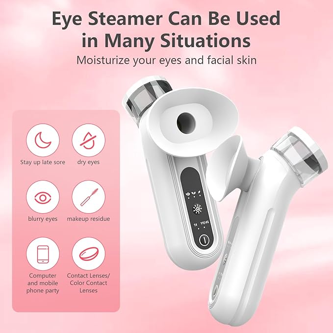 Eye Steamer for Dry Eye, Nano Eye Mist Steam Sprayer, Portable Eye Steam Sprayer, Heated Mist steam Therapy for Dry Eyes Relief, Moisturizing Eye Treatment, Mini Soothing Steamer for Eye Care(1 PCS)