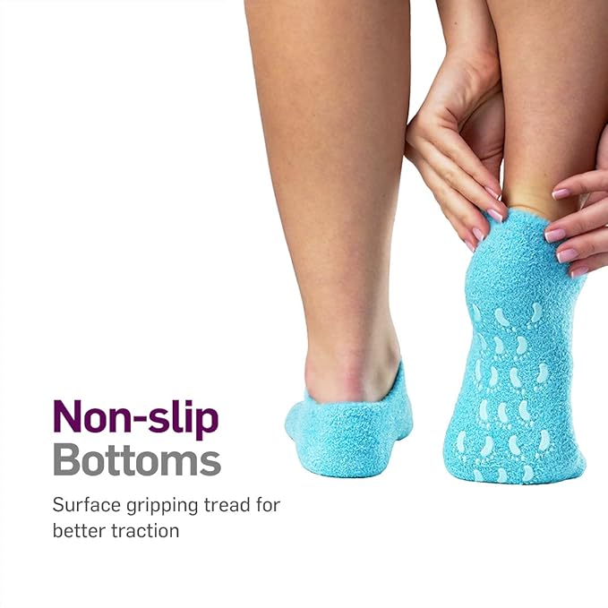 NatraCure Moisturizing Gel Booties and Gloves Set - (for Dry Skin, Dry Hands, feet, Cracked Heels, cuticles, Rough Skin, Dead Skin, use with Your Favorite lotions) - 155/175-AQ/RET - Color: Aqua