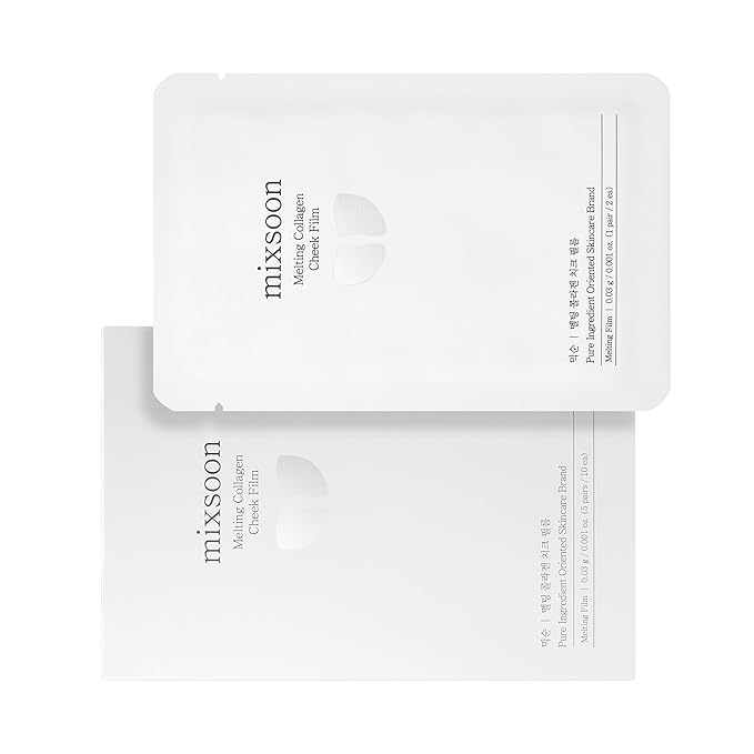 mixsoon Melting Collagen Cheek Film Hydrating For Skin with Hyaluronic Acid Korean Skin Care (5pairs / 10ea) 0.001 oz / 0.03g