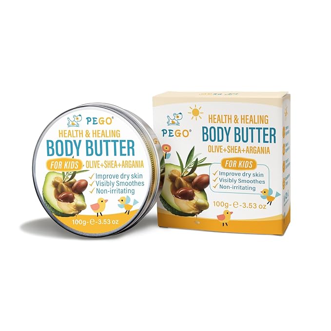 AOAO Body Butter for Kids - Prevents Cracked Skin Cream, Nourishing Moisturizing Kids Body Lotion - Shea Butter & Vitamin E Rich Formula, Paraben, Phenoxyethanol Free, 3.53 Oz/100g