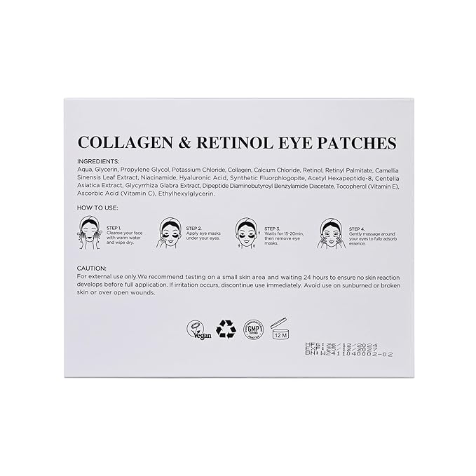 Under Eye Patches for Dark Circles,Puffy Eyes,20 Pairs Face Masks SkinCare With Collagen and Retinol for Anti wrinkles Smooth Fine Lines