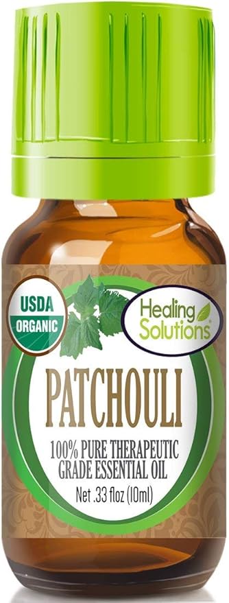 Healing Solutions Patchouli Essential Oil - Patchouli Essential Oil Organic & Pure 0.33 oz (10ml) - Undiluted Patchouli Oil for Skin, Therapeutic Grade Aromatherapy, & Perfume