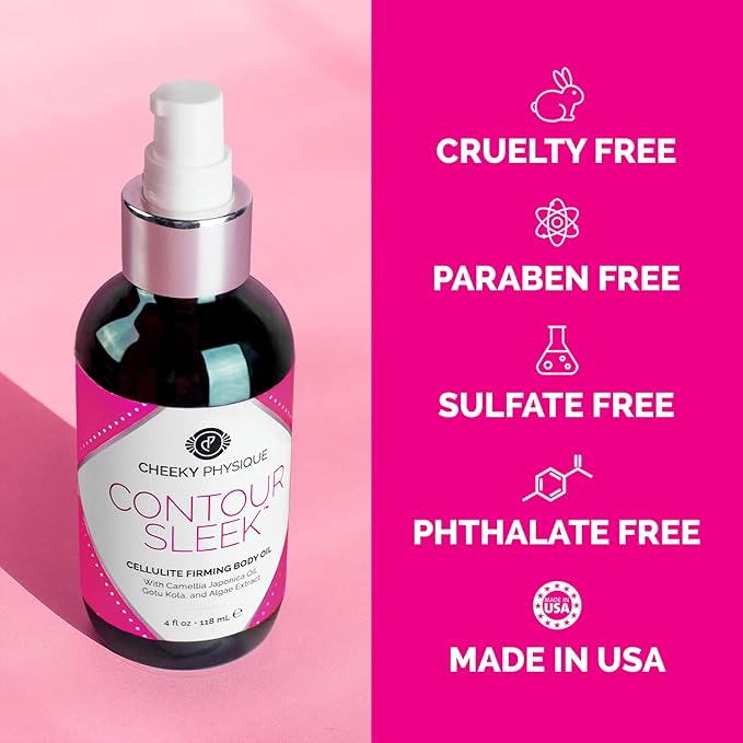 Contour Sleek Cellulite Smoothing Oil - Intensive Anti Cellulite Skin Tightening & Firming Body Oil with Gotu Kola - Natural Detox Oil for Cupping Massage or Lymphatic Drainage Treatment