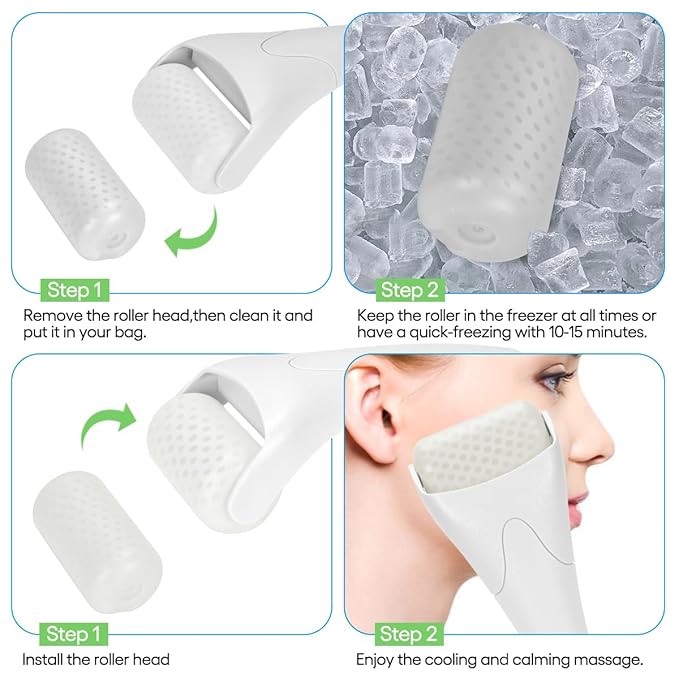 Ice Roller for Face,Eyes,Women Gifts Idea,Therapeutic Cooling to Tighten Brighten Complexion and Reduce Wrinkles,Massager Under Eye Puffiness,Migraine and Pain Relidf (White)
