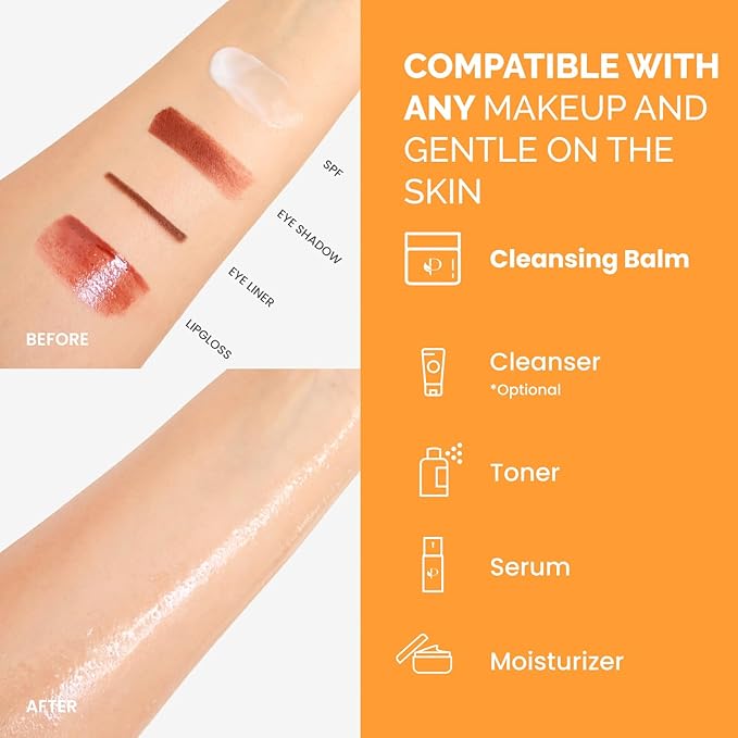 PLANTIFIQUE Korean Cleansing Balm Makeup Remover with Papaya Extracts, Hyaluronic Acid, and Ceramide - Nourishing Melting Cleanser for All Skin Types, 1.41 oz / 40 g