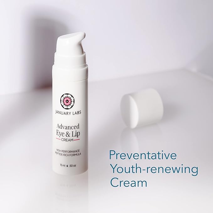 Advanced Eye and Lip Cream, High-Performance Eye Cream for Dark Circles and Puffiness, Nourishing Lip and Under Eye Cream for Wrinkles, Tri-Peptide Blend for Youthful Glowing Skin, 15mL