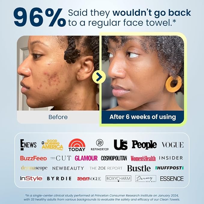 Clean Skin Club Clean Towels XL™ Supreme, 100% USDA Biobased Face Towel, Disposable Face Towelette, Eczema Association Accepted, Makeup Remover Dry Wipes, Ultra Soft, 50 Ct, 1 Pack