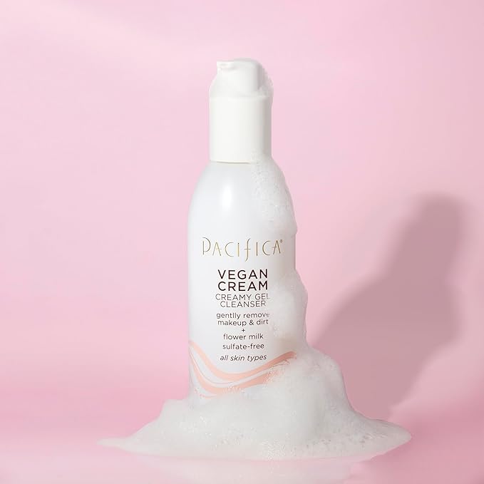 Pacifica Vegan Collagen Cream Gel Facial Cleanser - Daily Foaming Face Wash & Makeup Remover, Hydrating Anti-Aging Face Wash for Dry & Sensitive Skin, 4.7oz