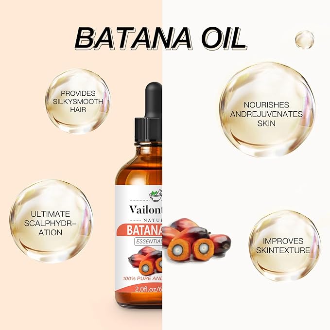 Batana Oil, Batana Oil for Hair Growth, Strengthens Hair, Massages Skin, Suitable for All Hair Types and Skin Types (Batana Oil, 2 Fl Oz)