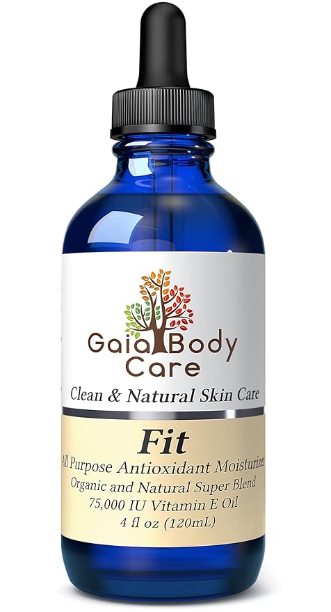 Gaia Body Care Organic Vitamin E Oil 75,000 IU Body Oil for Dry Skin, Scars, Hair and Scalp Moisturizer, Bath Oil - 4 ounces